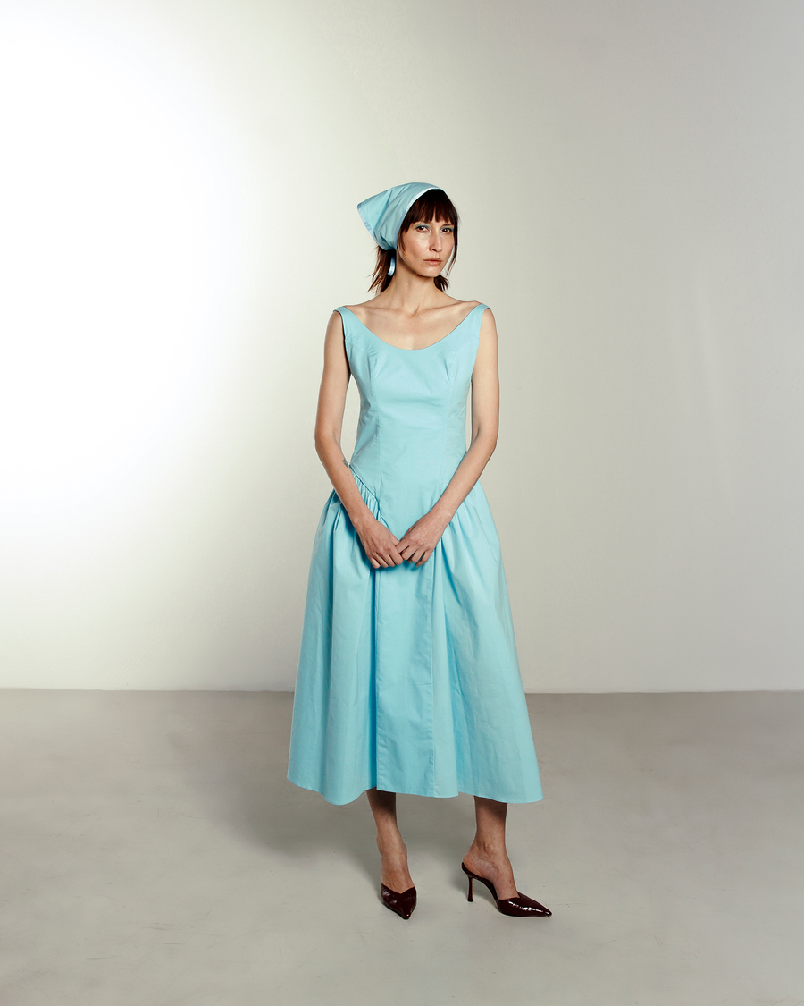 Vestido Palacete - Azul Turquesa
