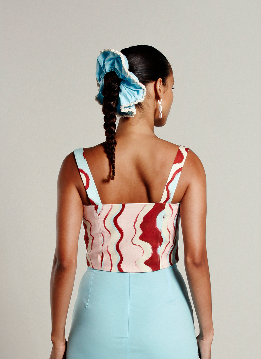 Scrunchie Folclore - Azul Turquesa