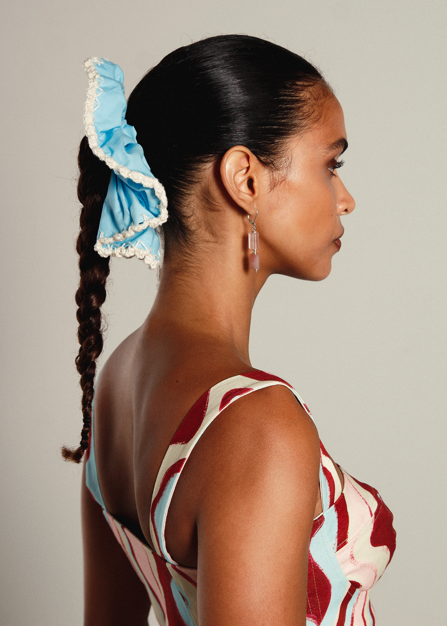 Scrunchie Folclore - Azul Turquesa