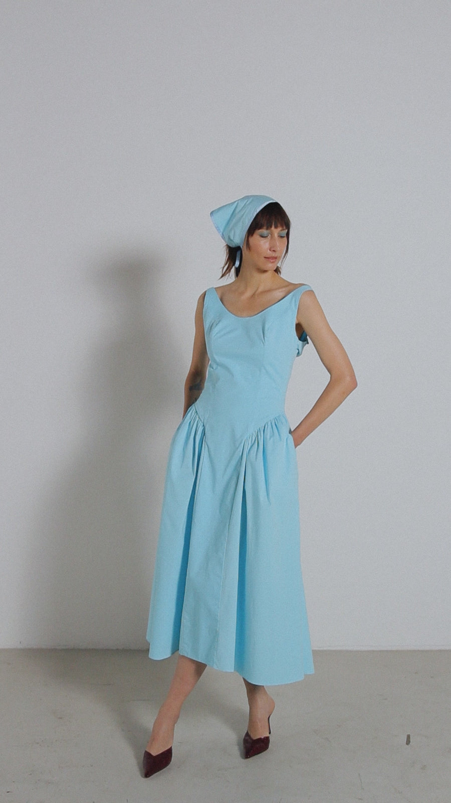 Vestido Palacete - Azul Turquesa
